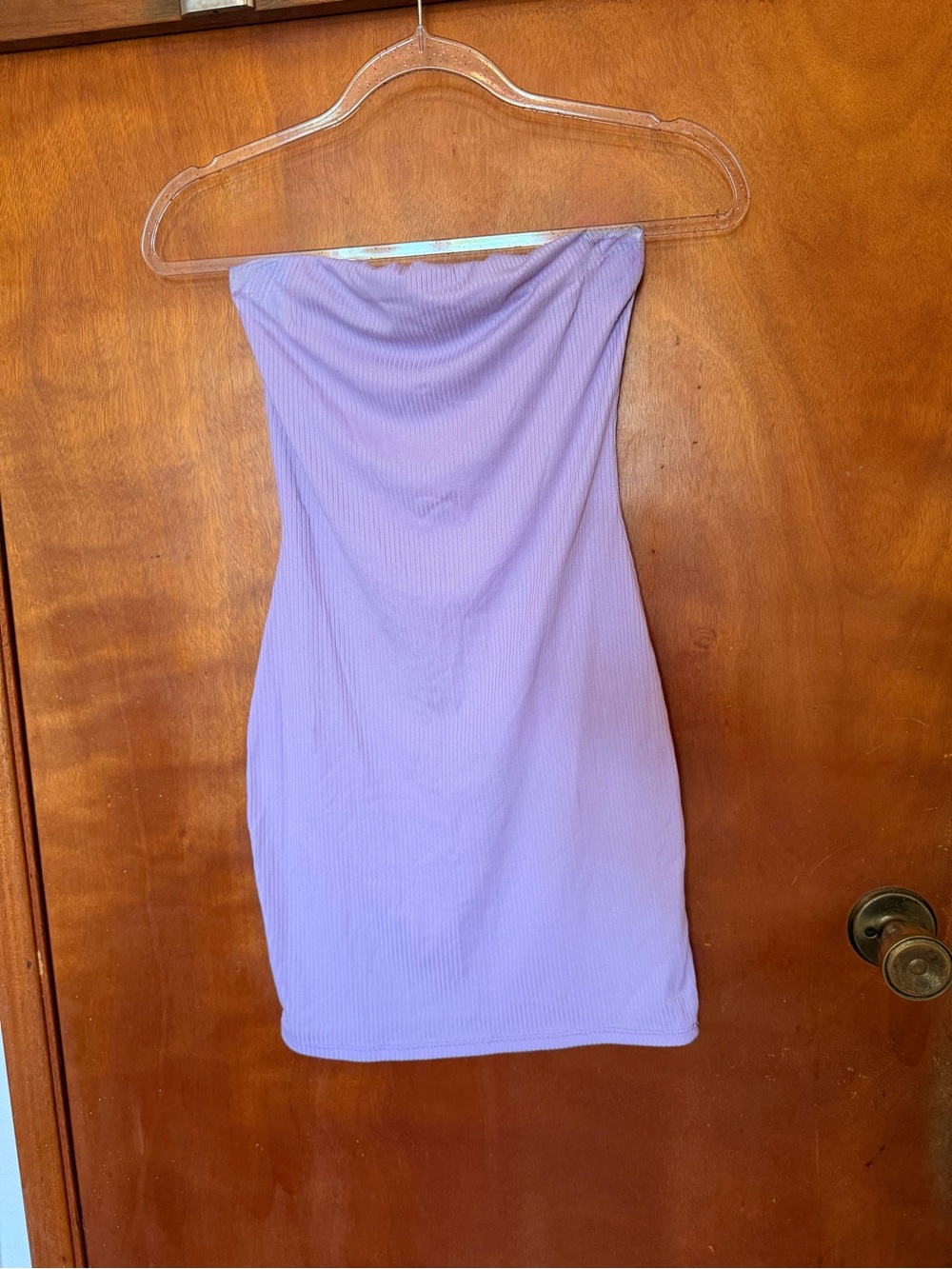Fashion Nova Lavender Strapless Mini Dress